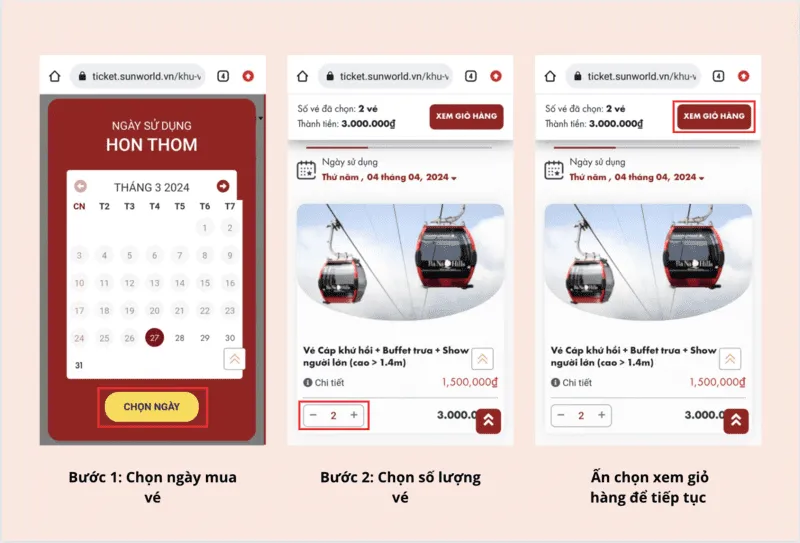 Truy cập vào website Sun World Hon Thom