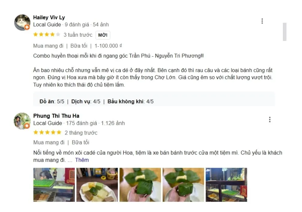 Nhận xét của khách hàng sau khi trải nghiệm Xôi Cade