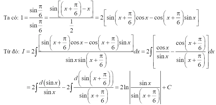 Ví dụ minh họa cách tính nguyên hàm hàm phân thức