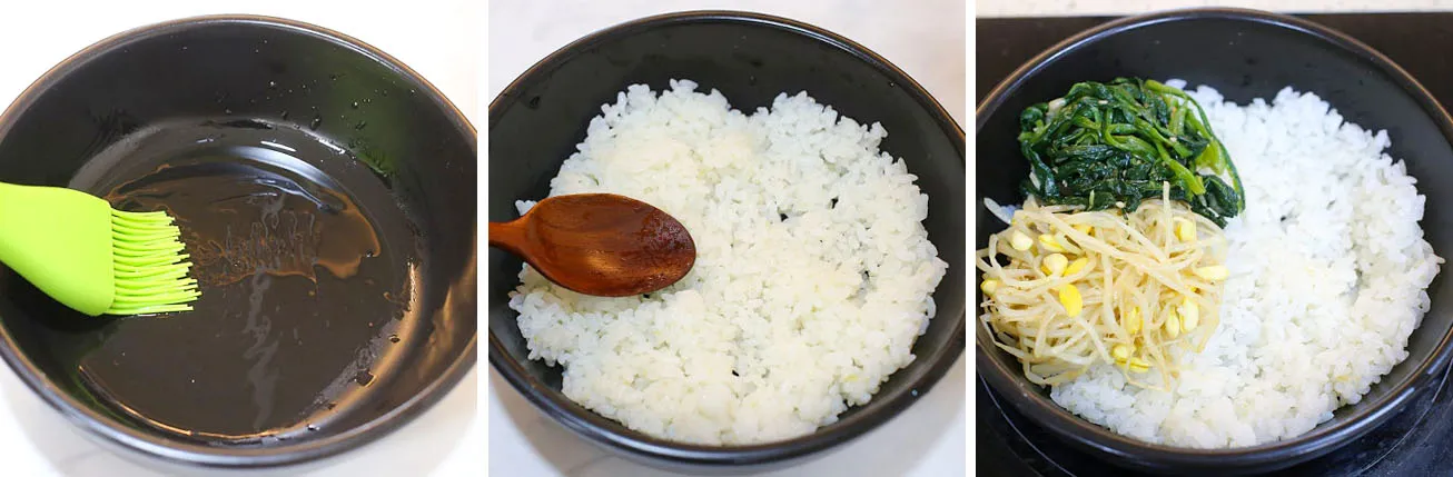 Trứng lòng đào được đặt giữa bát cơm trộn cùng với hạt mè và rong biển