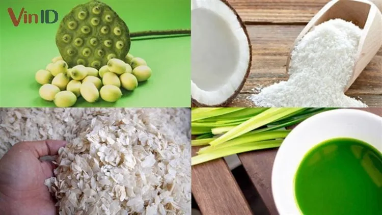 Nguyên liệu hạt sen và cốm dẹp để nấu xôi cốm hạt sen