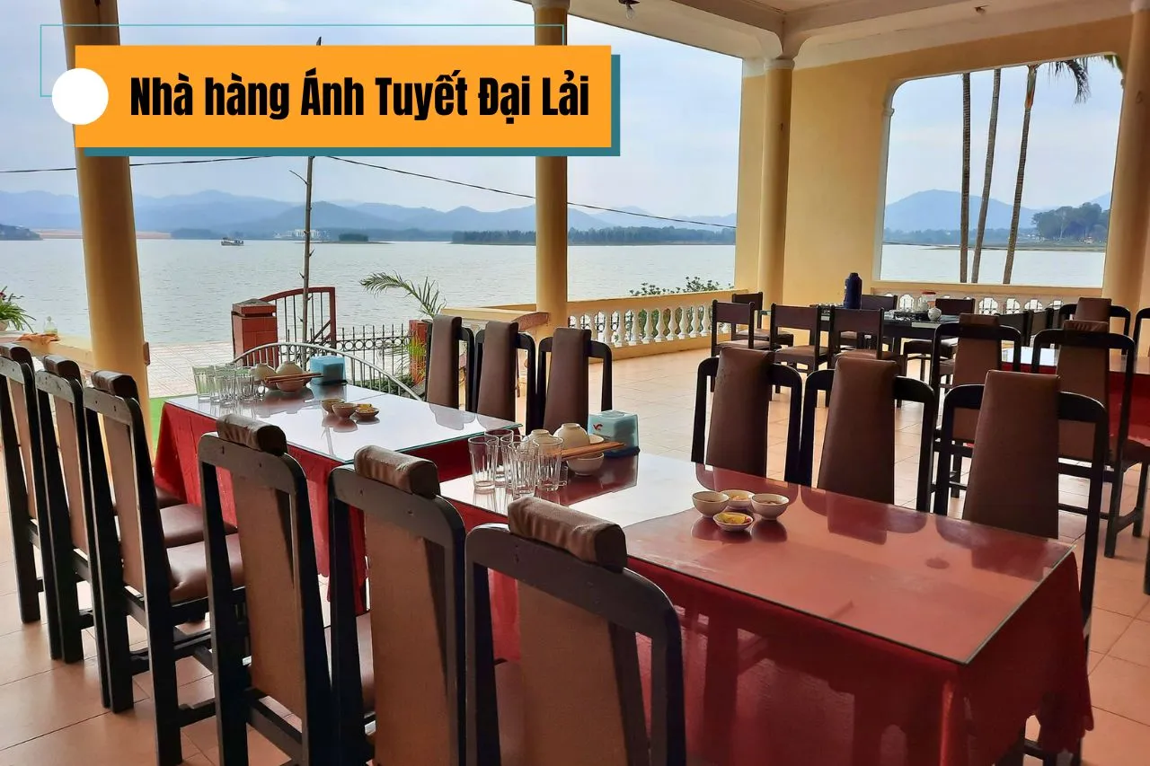 Nhà hàng Ánh Tuyết với không gian mở, view thẳng hồ Đại Lải