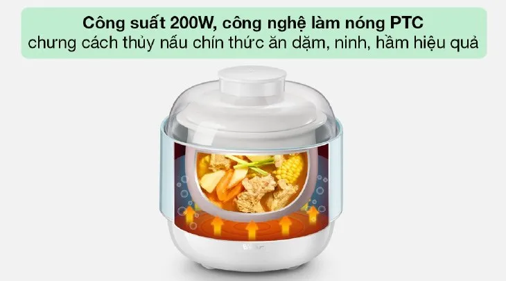 Nấu thức ăn bằng nồi nấu chậm Bear 0.8 lít DDZ-A08G2 giúp giữ nguyên được chất dinh dưỡng