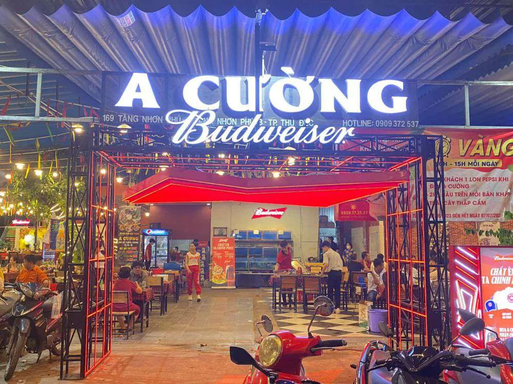Không gian bình dân tại Quán nhậu A Cường Thủ Đức
