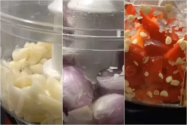 Sơ chế hành tỏi thảo mộc để chuẩn bị nấu nước sốt