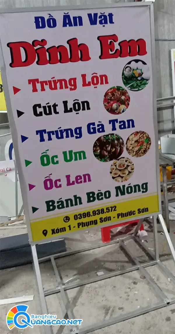 Bảng hiệu quán ăn vặt phong cách hiện đại