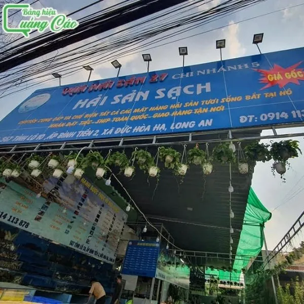 Mẫu bảng hiệu chợ hải sản Bốn Bao