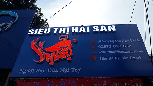 Mẫu bảng hiệu siêu thị hải sản tươi sống