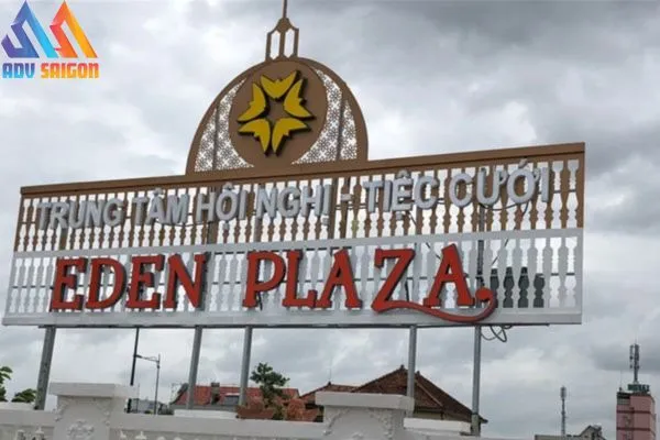 Bảng hiệu nhà hàng tiệc cưới chữ nổi mica Eden Plaza