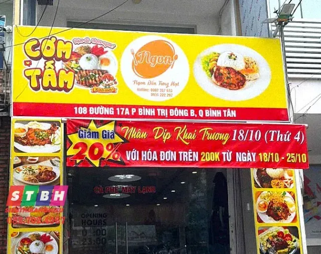 Bảng hiệu quán cơm chất liệu hiflex