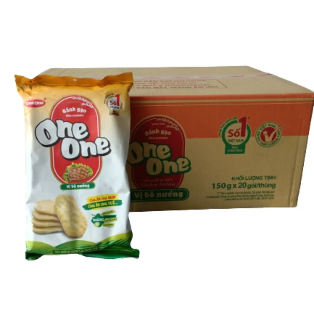 Bánh gạo One One vị bò nướng gói 150g thơm ngon đậm đà
