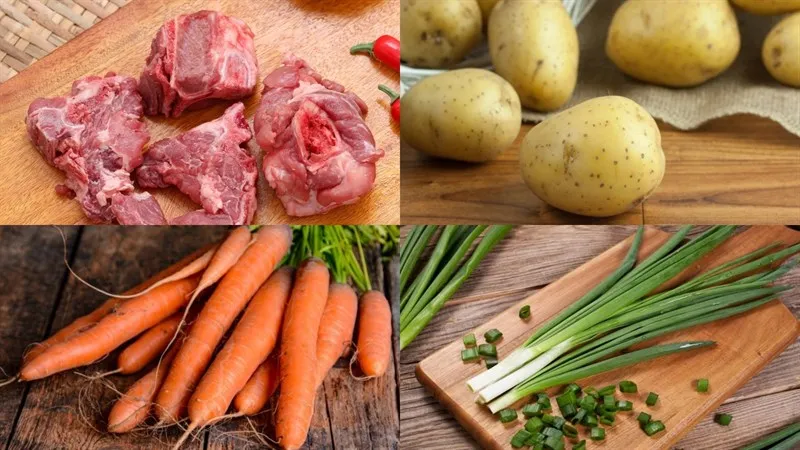 Dụng cụ nấu ăn cần thiết như nồi và dao được chuẩn bị sẵn sàng