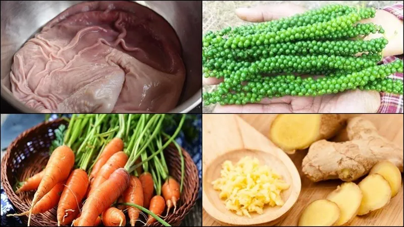 Nguyên liệu món ăn lẩu bao tử hầm tiêu xanh