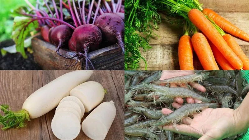 Hình ảnh các nguyên liệu đã được sơ chế sạch sẽ và trình bày đẹp mắt