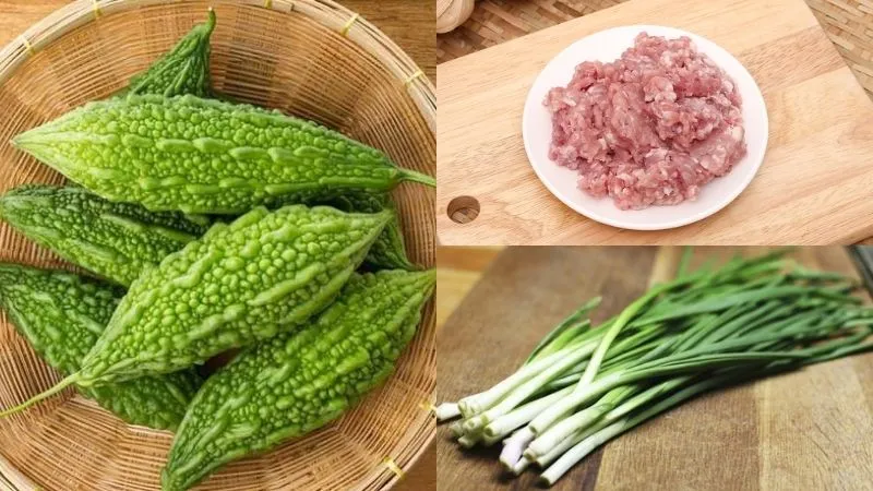 Nguyên liệu chuẩn bị nấu canh khổ qua dồn thịt tươi ngon