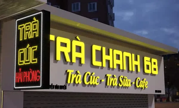 Biển LED chữ nổi rực rỡ vào ban đêm cho quán đồ ăn nhanh