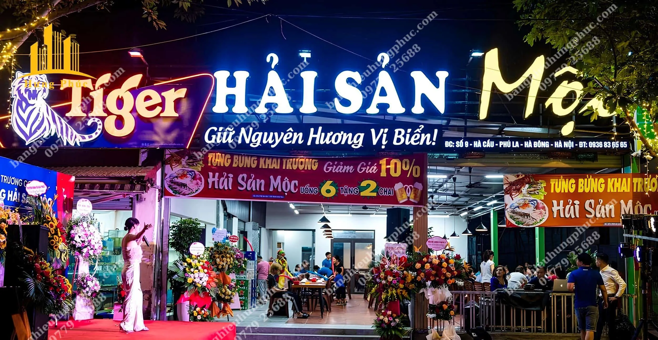 Bảng hiệu chữ nổi Inox mặt mica sáng đèn