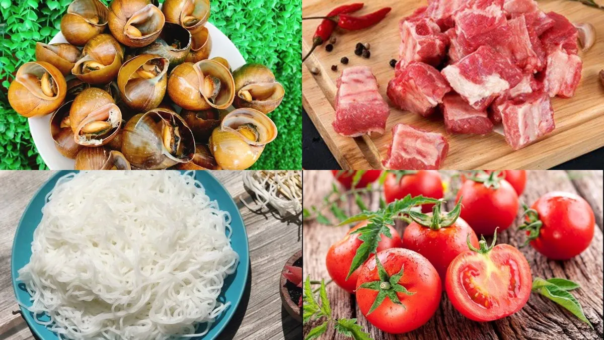 Nguyên liệu món ăn bún ốc sườn non
