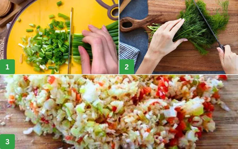 Xử lý gừng, sả và các loại thảo mộc trước khi thực hiện hấp cá