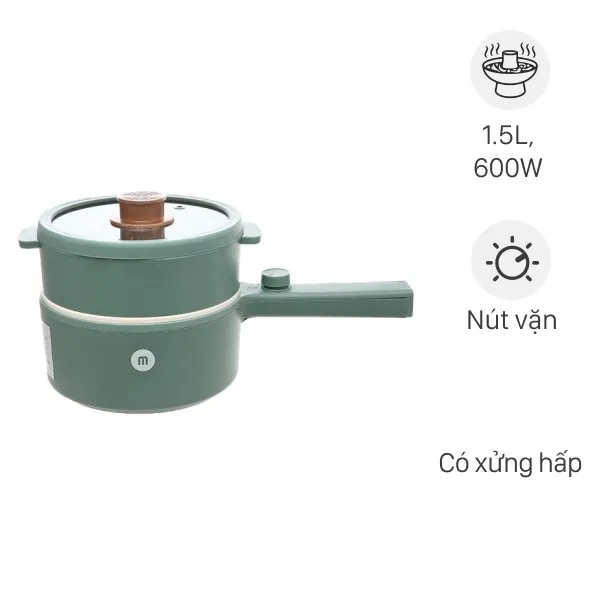 Ca nấu đa năng Mishio MK-271 màu xanh với lớp phủ Ceramic chống dính và tay cầm cán dài