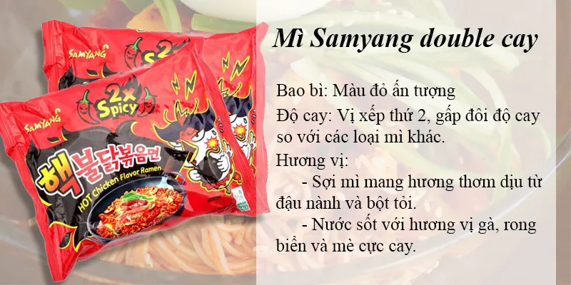 Mì gà cay Samyang double cay chứa vị cay nồng ngọt hậu lạ miệng
