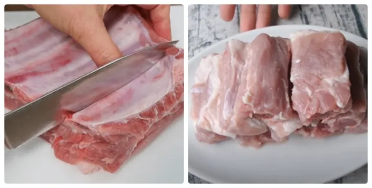 Tôm và sườn heo đã được sơ chế sạch sẽ, sẵn sàng cho món bánh canh tôm