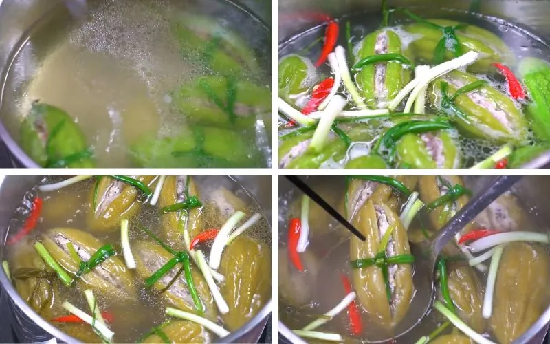 Nấu canh mướp đắng nhồi thịt