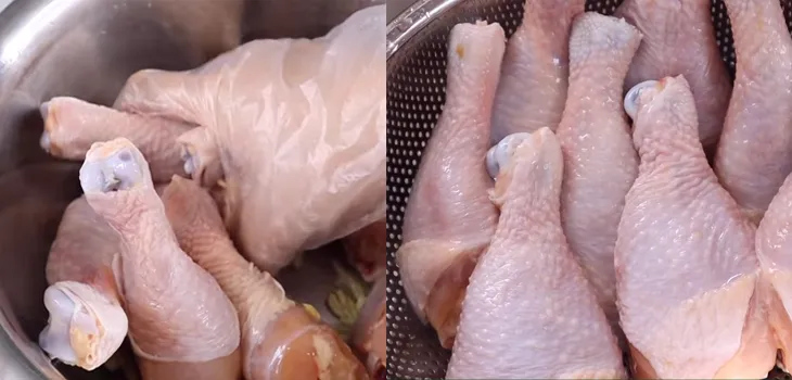 Sơ chế đùi gà sạch sẽ trước khi tẩm ướp gia vị