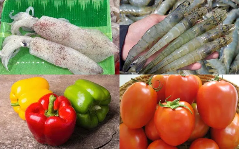Nguyên liệu hải sản xào chua ngọt