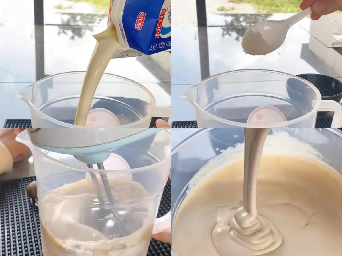 Nguyên liệu pha cafe muối gồm cafe, kem béo, sữa đặc và muối