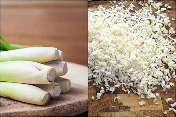 Hỗn hợp sả tỏi băm thơm trước khi thêm mạch nha và nước xốt bò