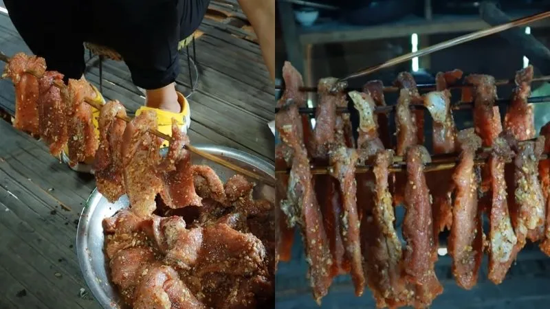 Treo thịt lên gác bếp để sấy bằng hơi nóng và khói củi tự nhiên