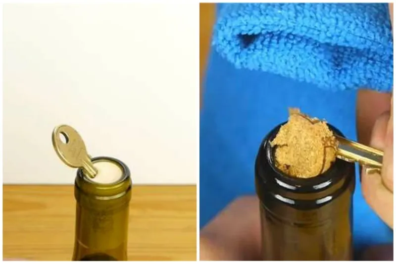 Cách mở chai rượu vang không cần dùng đồ khui bằng chìa khóa