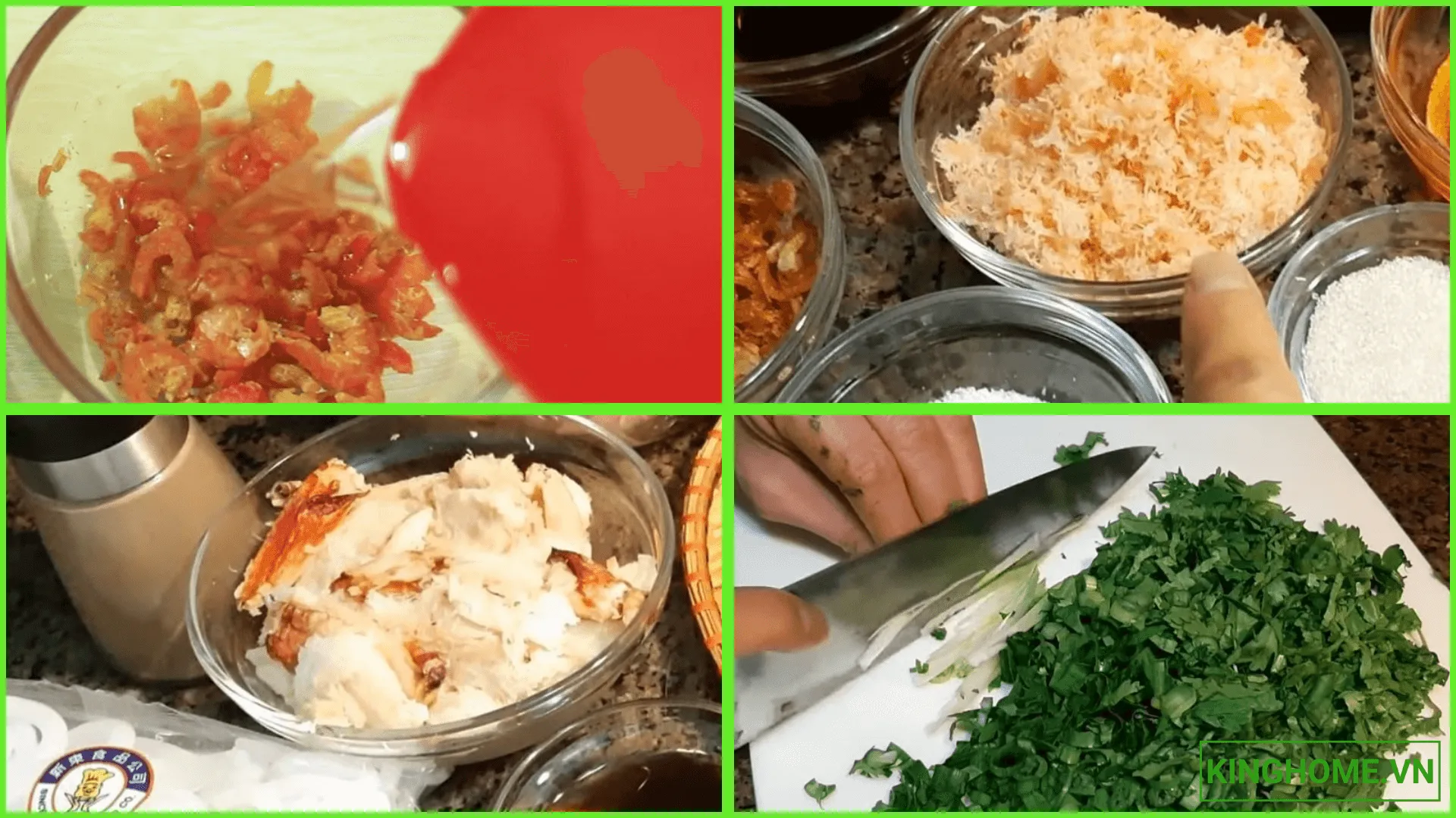 Công đoạn chuẩn bị các nguyên liệu phụ trợ cho món bánh canh cua hấp dẫn