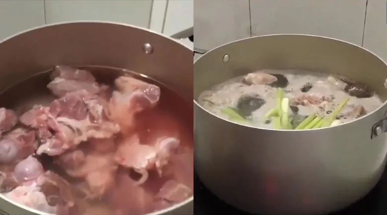 Xương heo được chần sơ để khử sạch mùi hôi