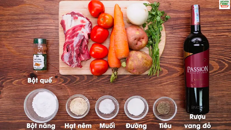 Nguyên liệu làm bò sốt vang