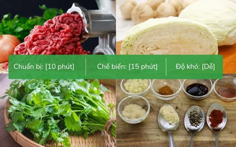 Nguyên liệu cho món canh bắp cải thịt bằm đơn giản, dễ tìm