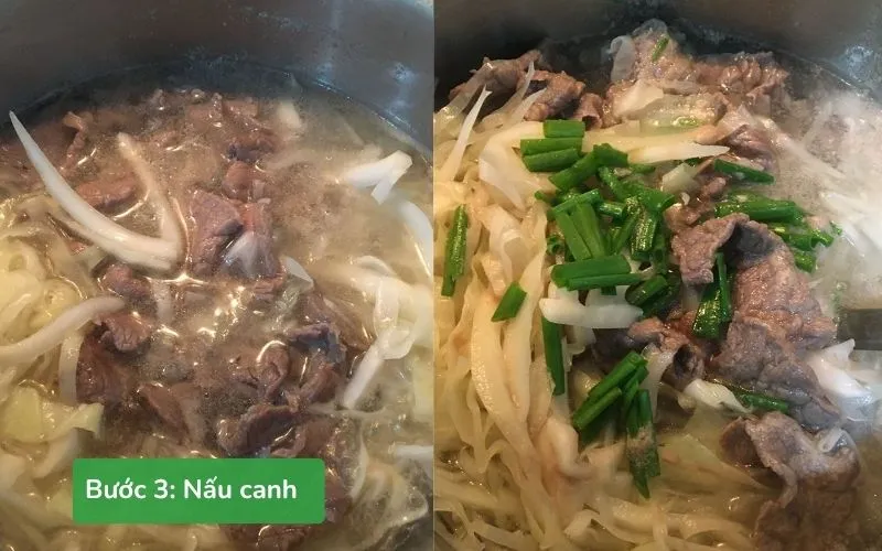 Nước canh có màu đẹp nhờ cà chua và rau củ tươi