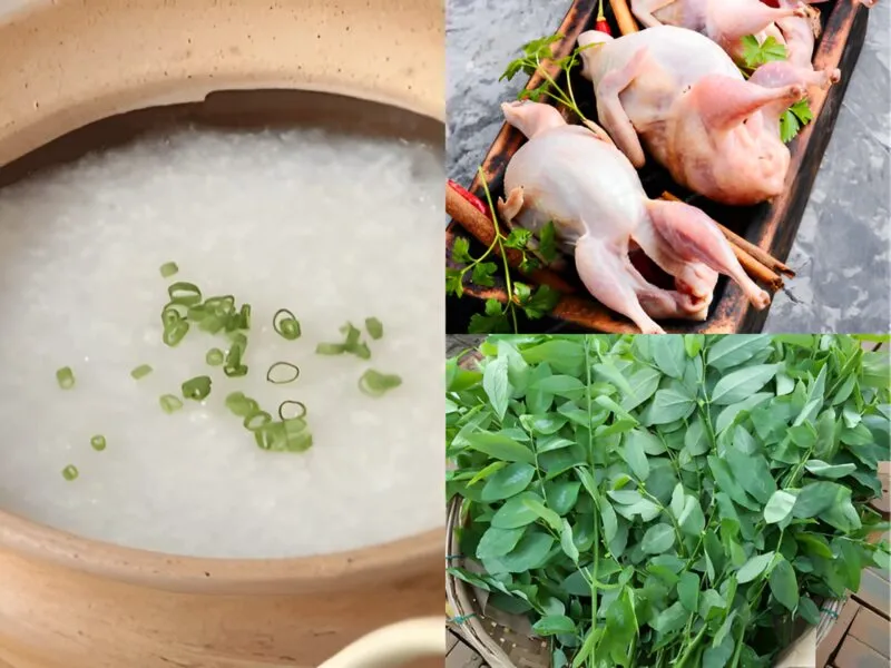 Cháo chim bồ câu rau ngót thanh mát