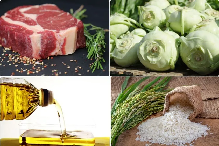 Nguyên liệu cho món cháo thịt bò su hào giàu sắt