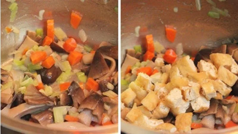 Xào nhanh các loại rau củ và nấm