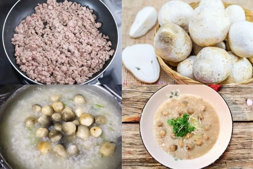 Cách nấu cháo thịt heo cho bé với nấm cực đơn giản