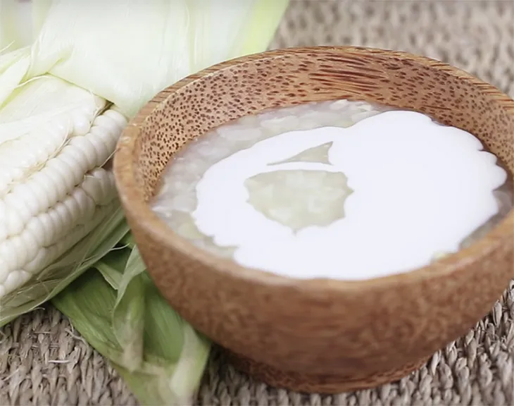 Thành phẩm chè bắp nếp dẻo ngon kết hợp cùng nước cốt dừa béo ngậy