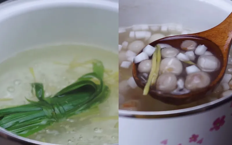 Nấu chè bột lọc đậu phộng