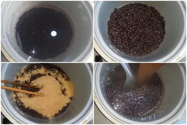 nấu chè đậu đen bằng nồi cơm điện