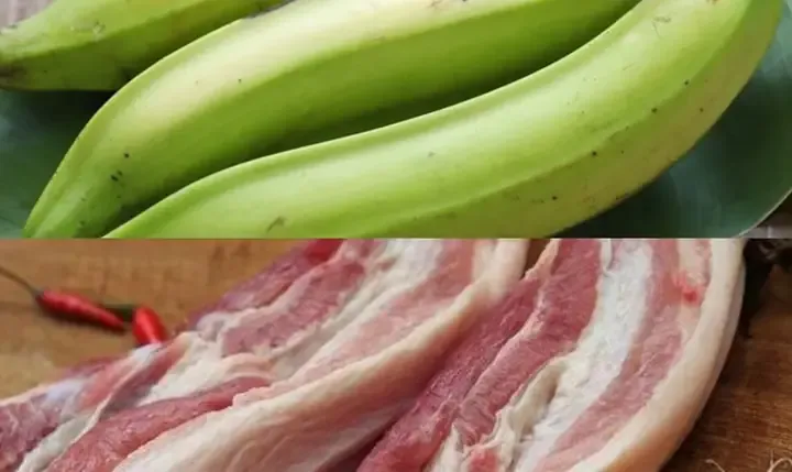 Nguyên liệu chính cho cách nấu chuối xanh với thịt ba chỉ thơm ngon tại nhà