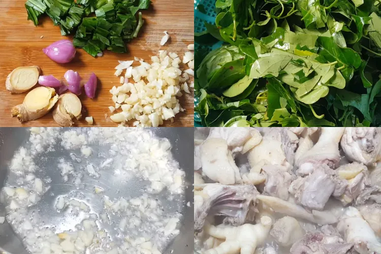 Thành phẩm nồi lẩu gà lá giang hấp dẫn và các loại rau ăn kèm