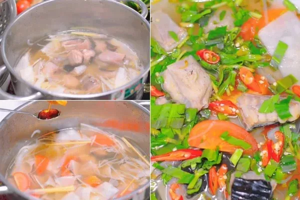 Nồi lẩu cá đuối măng chua hoàn thiện cực kỳ hấp dẫn