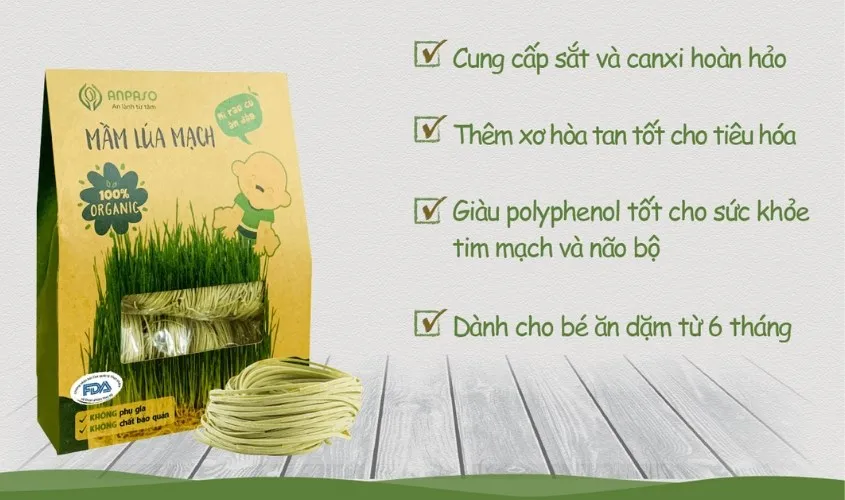 Mì ăn dặm mầm lúa mạch Organic Anpaso giàu dinh dưỡng cho bé
