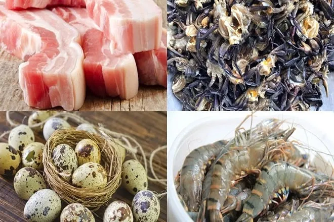 Nguyên liệu chính để nấu mì Quảng Phú Chiêm